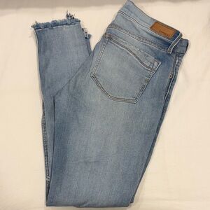 Express Frayed Hem Light Blue Jeans